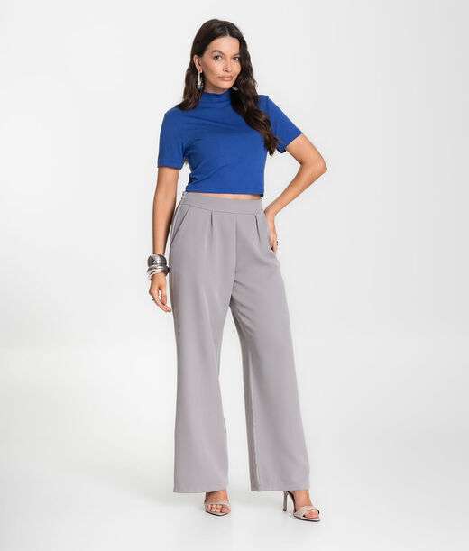 Calça Feminina Alfaiataria Com Bolsos Renaluci Cinza