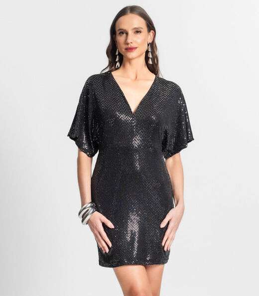Vestido Feminino Em Lantejoulas Endless Preto