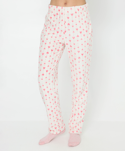 Pijama Feminino Plush Estampa Coração Marisa Cinza