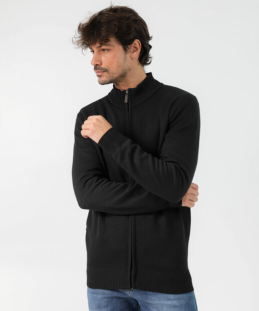 Image_Cardigan Masculino Tricô Zíper Marisa Preto