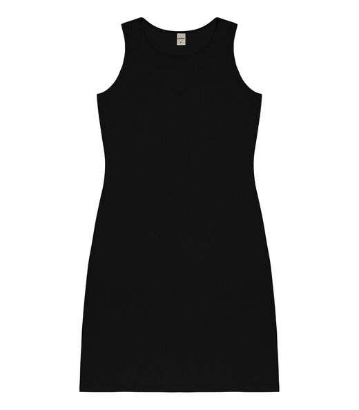 Vestido Curto Em Ribana Canelada Rovitex Preto