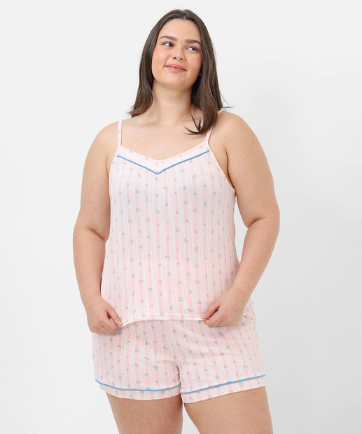Image_Pijama Plus Size Estampado Alças Finas Marisa Rosa