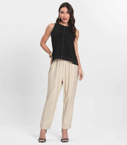 Regata Feminina Curta Decote Redondo Endless Preto