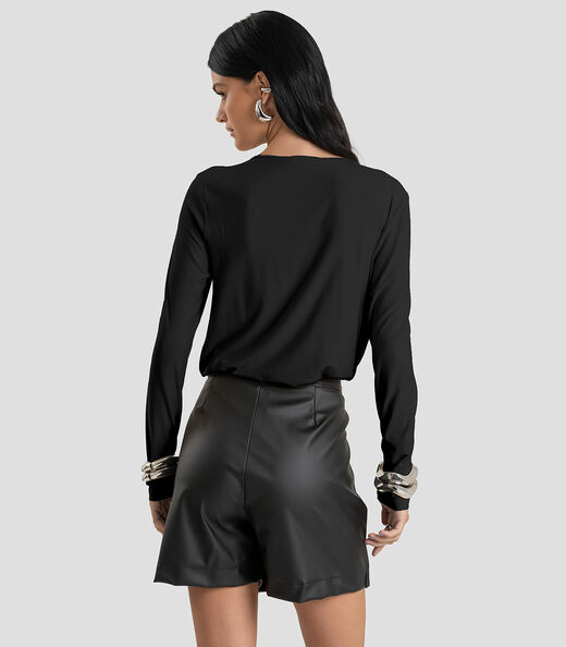 Blusa Feminina Degagê em Malha de Viscose Dianna Preto