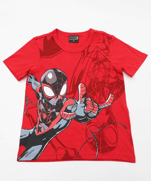 Camiseta Infantil Homem Aranha Marvel Tam 4 a 10 Vermelho