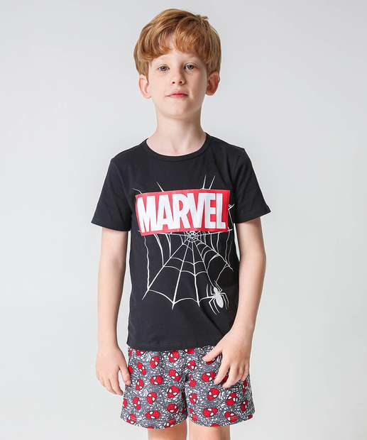Pijama Infantil Homem Aranha Marvel Tam 4 a 12 Preto