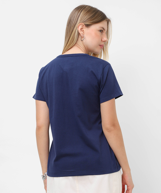 Camiseta Feminina Manga Curta Snoopy Azul