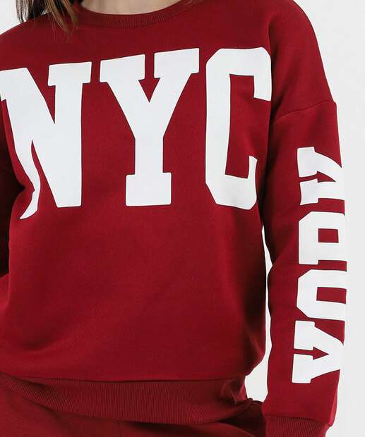 Blusão Infantil Moletom Estampado Marisa Tam 10 a 16 Vermelho