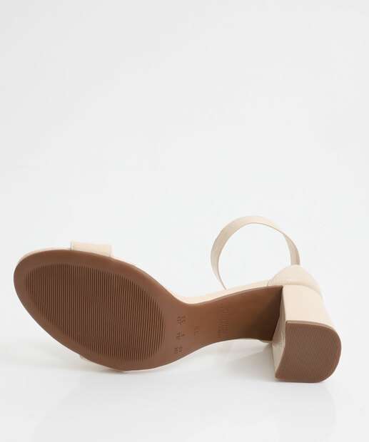 Sandália Feminina Salto Grosso Verniz Bebecê Bege