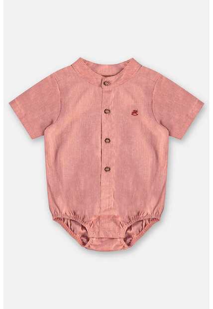 Body Camisa em Algodão e Linho Bebê Up Baby