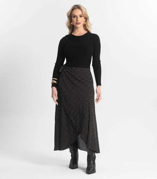 Blusa Feminina Manga Longa Em Tricot Epifani Preto