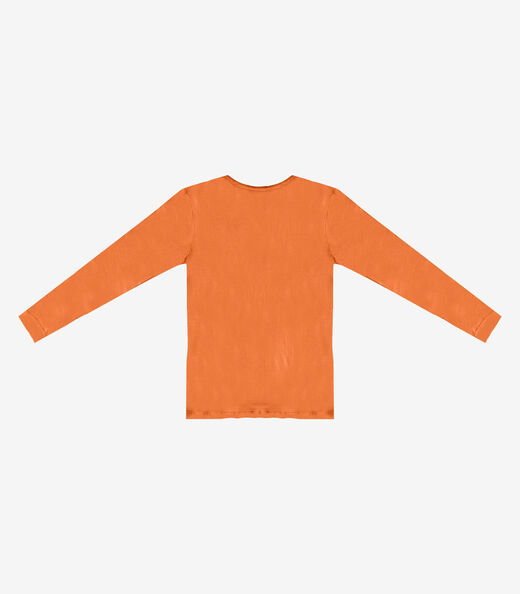 Blusa Manga Longa Decote V Básica Select Laranja