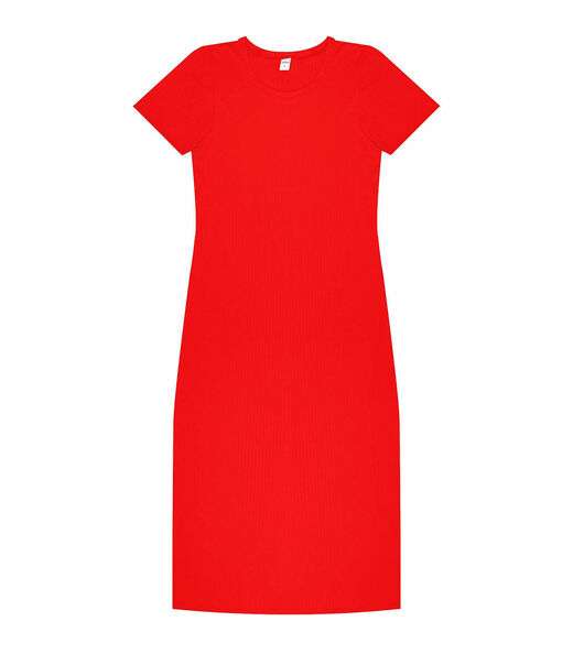 Vestido Midi Ribana Canelada Básico Rovitex Laranja