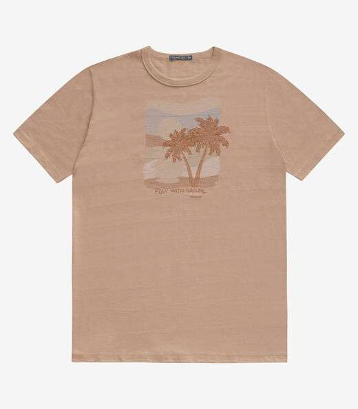 Camiseta Masculina Malha Maquinetada Diametro Marrom