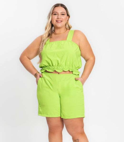 Image_Shorts Feminino Plus Size Crepe Light Secret Glam Verde