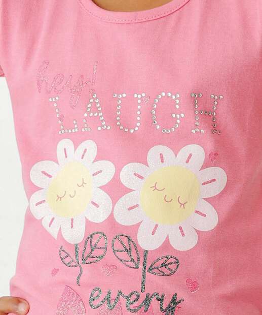 Conjunto Infantil Estampa Flores Tam 4 a 10