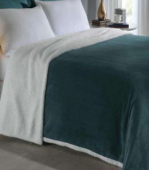 Cobertor Sherpa Dupla Face Casal Lar E Lazer Verde