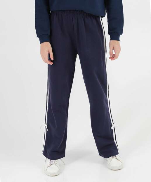 Calça Juvenil Wide Leg Moletinho Marisa Tam 10 a 16 Azul