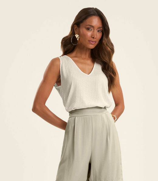 Regata Feminina Listarda Lurex Rovitex Bege