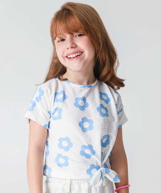 Image_Blusa Infantil Textura Flores Marisa Tam 4 a 10 Branco