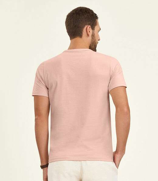 Camiseta Masculina Manga Curta Meia Malha Diametro Rosa