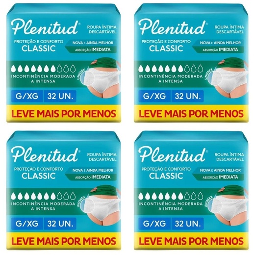 Image_Kit com 4 Unidades de Roupa Íntima Plenitud Classic G-XG Com 32 Unidades cada