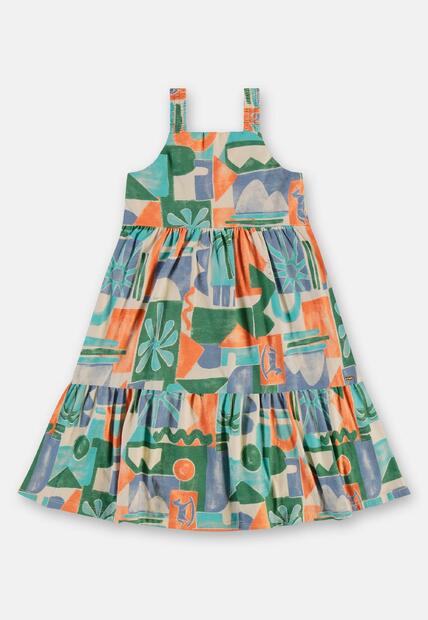 Vestido Midi Algodão Alças Up Baby