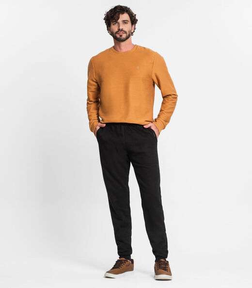 Calça Masculina Plus Size Em Moletom Diametro Preto