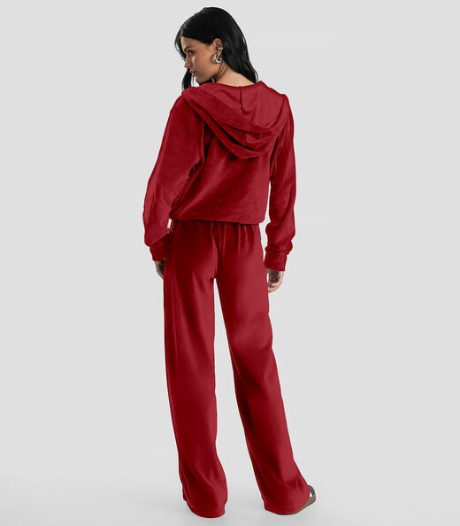 Calça Feminina Pantalona em Plush Dianna Vermelho