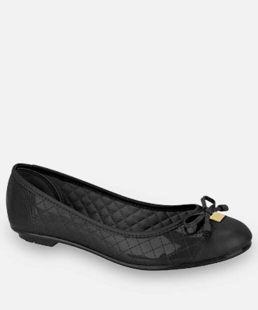 Image_Sapatilha Feminina Bico Redondo Verniz Moleca Preto