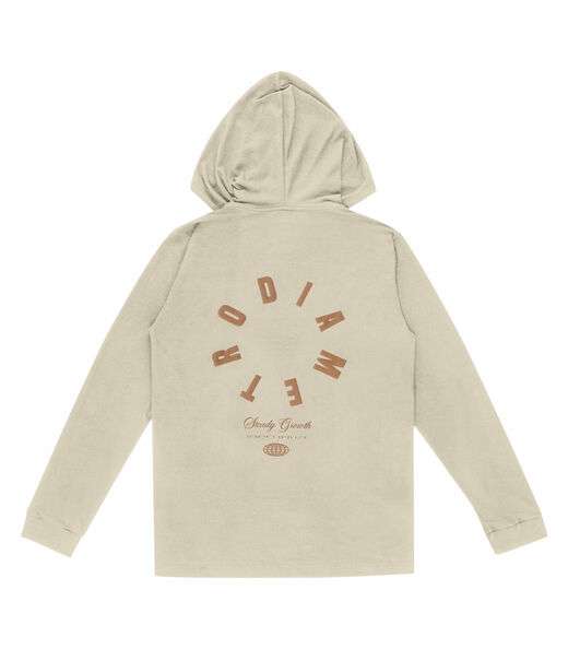 Camiseta Masculina Manga Longa Com Capuz Diametro Bege