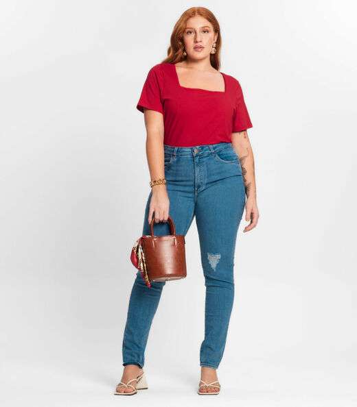 Blusa Feminina Plus Size Secret Glam Vermelho