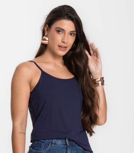 Blusa Feminina de Alças Básica Rovitex Azul