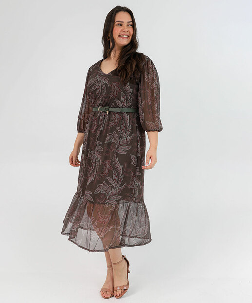 Image_Vestido Plus Size Feminino Tule Estampado Marisa Verde