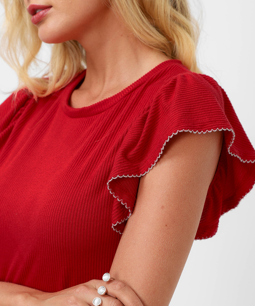 Blusa Feminina Canelada Picueta Marisa Vermelho