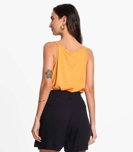 Blusa De Alça Feminina Com Babado na Rovitex Marrom