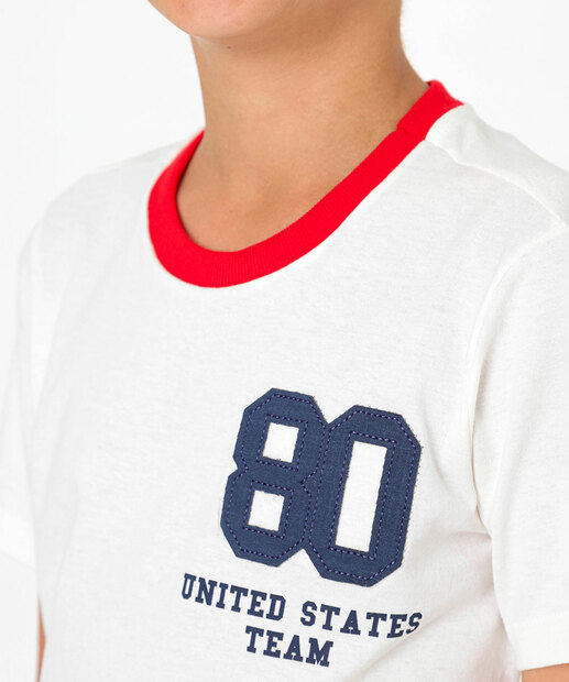 Camiseta Juvenil Bordado MR Tam 10 a 16 Off White