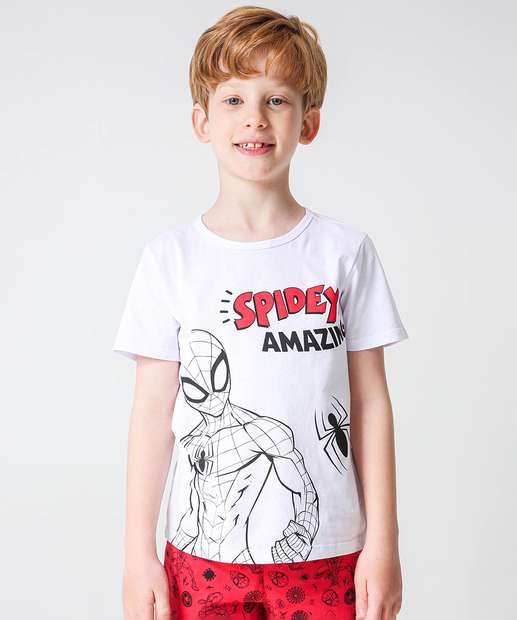 Pijama Infantil Homem Aranha Marvel Tam 4 a 12 Branco
