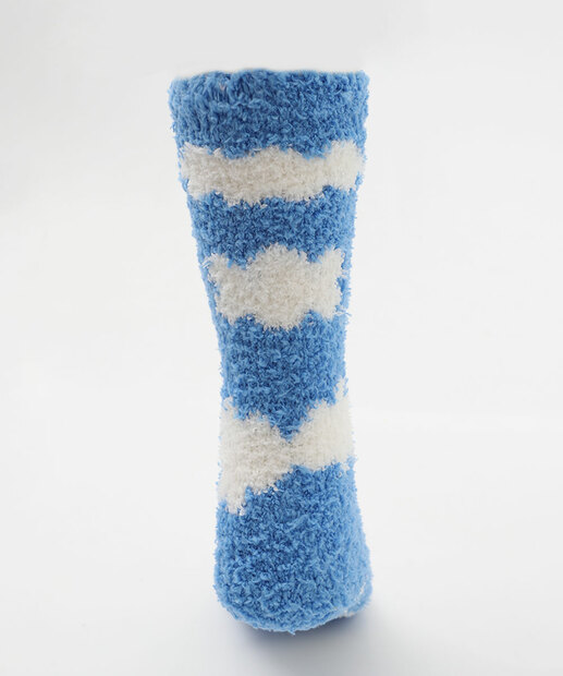 Meia Feminina Cano Médio Chenille Nuvem Marisa Azul