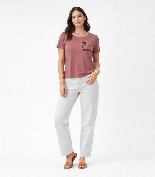 Blusa Feminina Manga Curta Infinita Cor Rosa