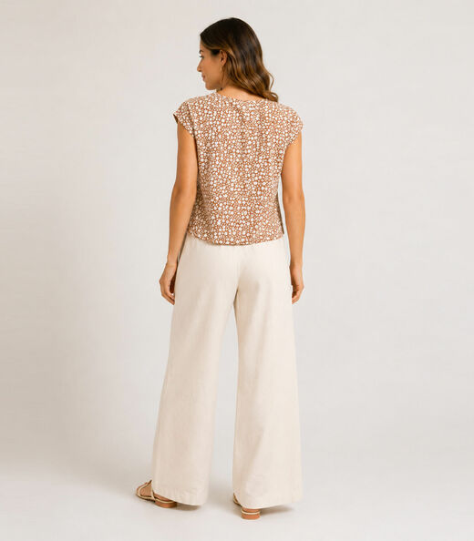 Blusa Feminina Estampada Rovitex Marrom