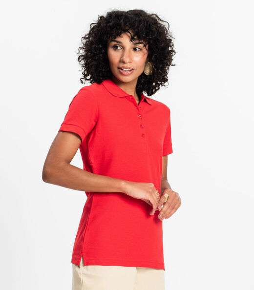 Polo Feminina Piquet Básica Select Vermelho