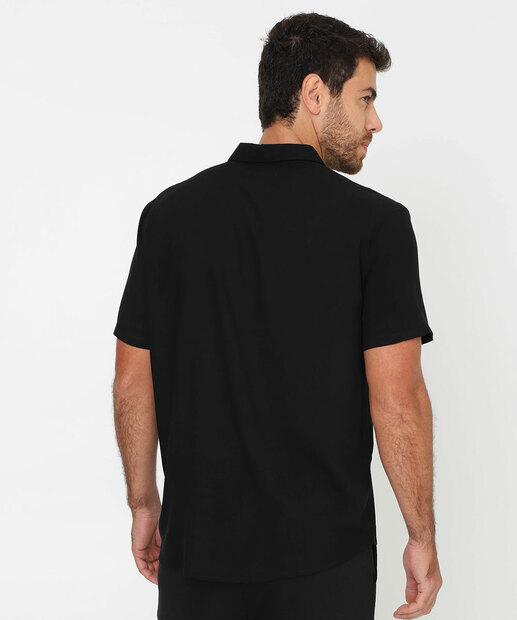Camisa Masculina Manga Curta com Botões Marisa Preta