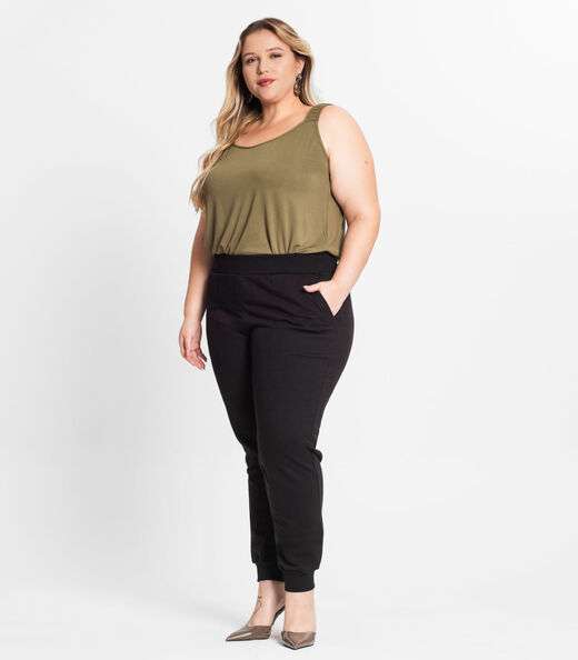 Blusa de Alças Feminina Plus Size Secret Glam Verde