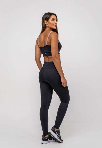 Calça Legging Suplex Poliamida Com Bolso Preto Salvatore
