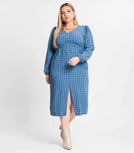 Vestido Plus Size Em Air Flow Secret Glam Azul