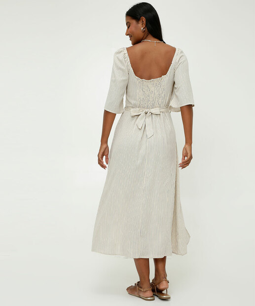 Vestido Midi Feminino Listrado Lastex Marisa