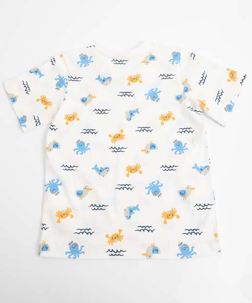  Camiseta Infantil Estampada Marisa Tam 1 a 3 Branco