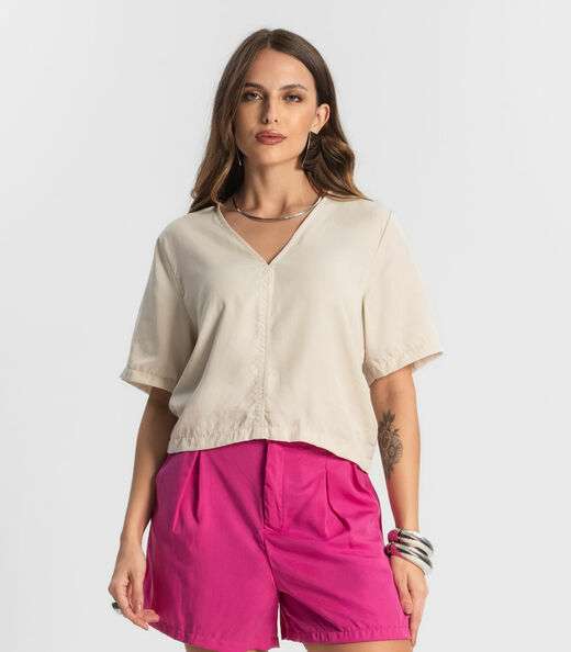 Image_Blusa Feminina Manga Curta Endless Bege
