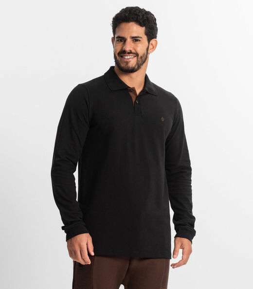 Polo Masculina Manga Longa Diametro Preto